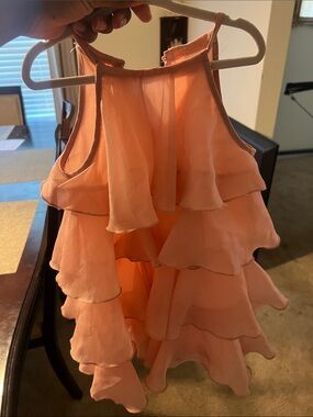 Tiered Ruffle Halter Dress - Peach
